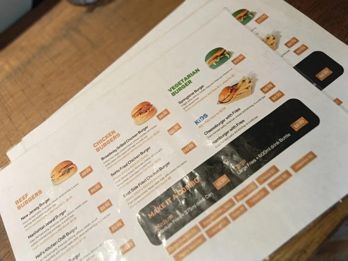Menu, New York Minute (Flinders St)