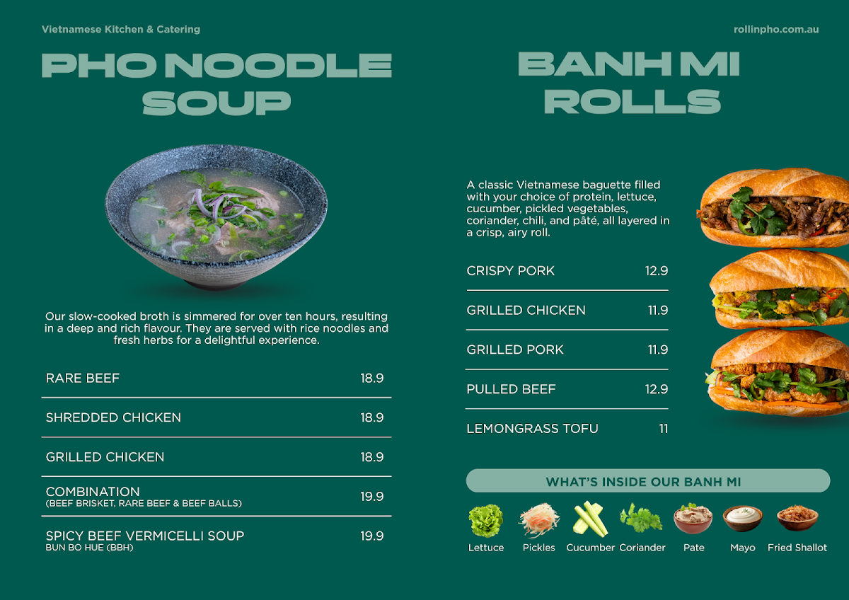 Menu, Rollin’ Pho