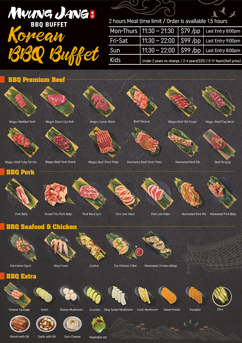 Menu, Myung jang and Obaltan restaurant