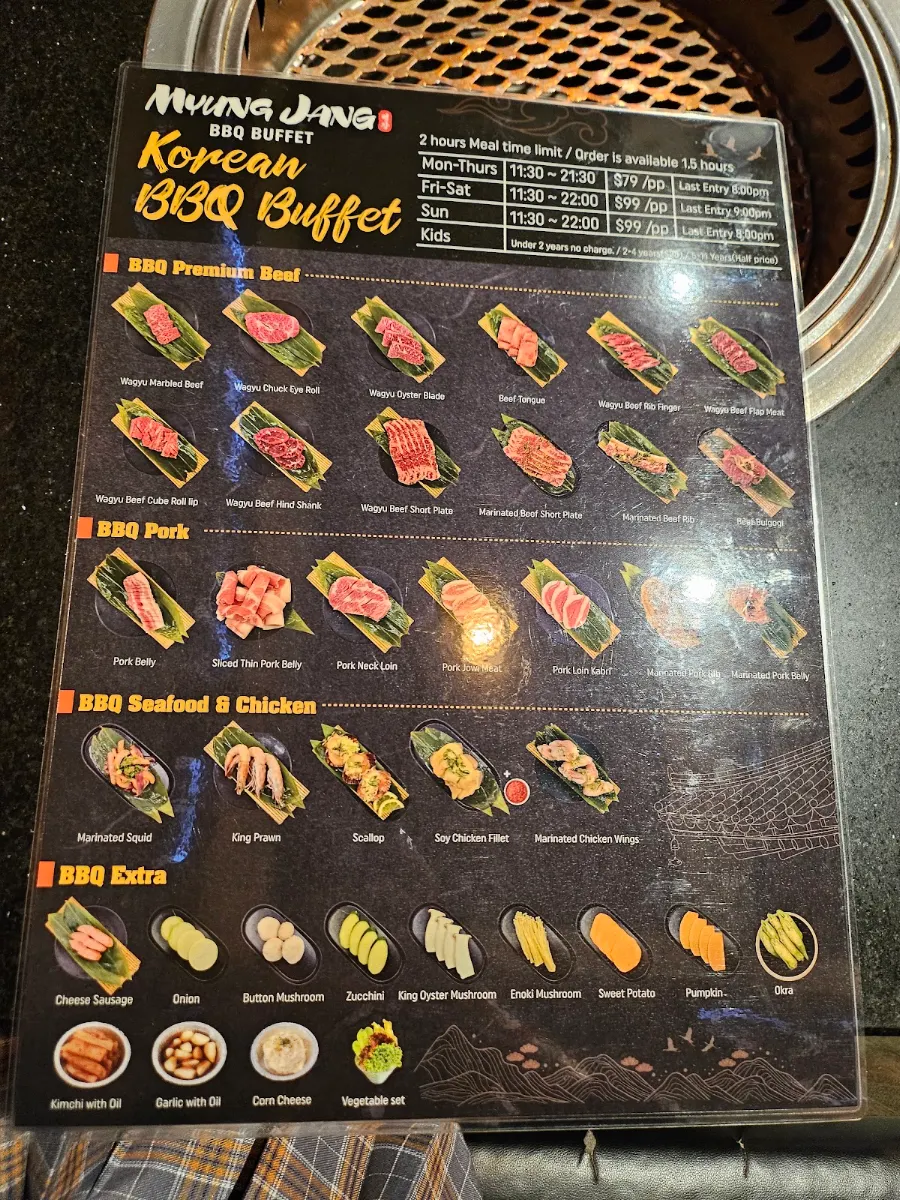 Menu, Myung jang and Obaltan restaurant