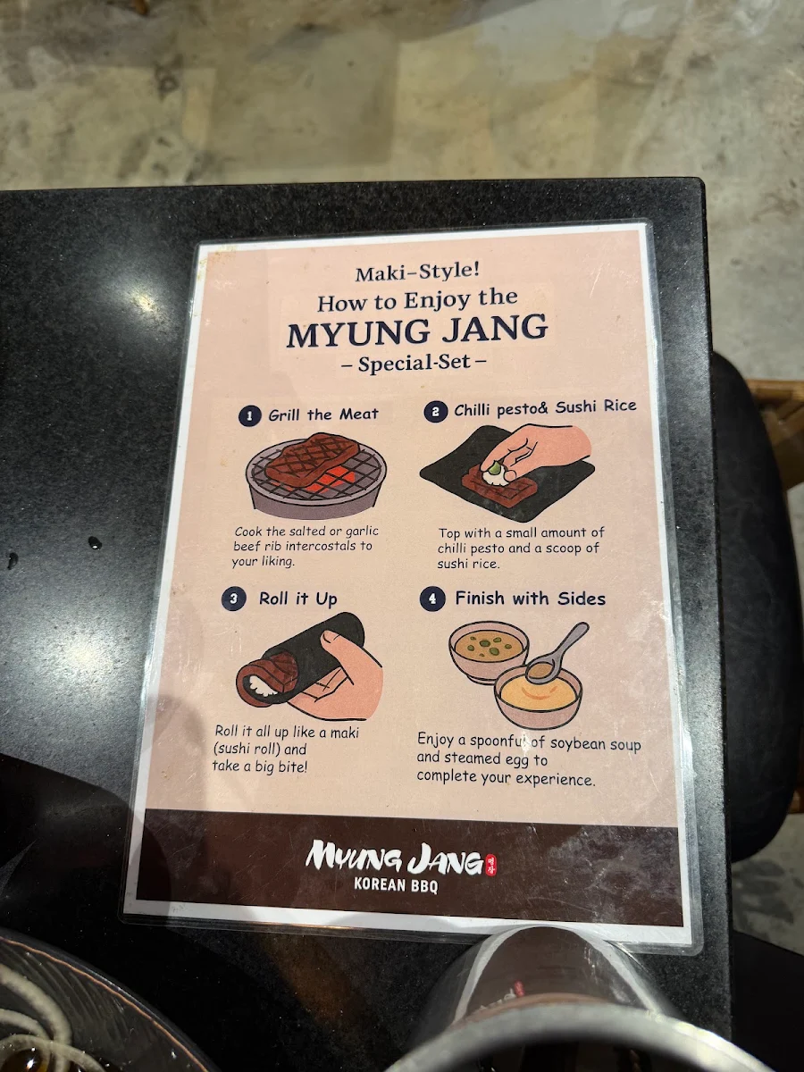 Menu, Myung jang and Obaltan restaurant