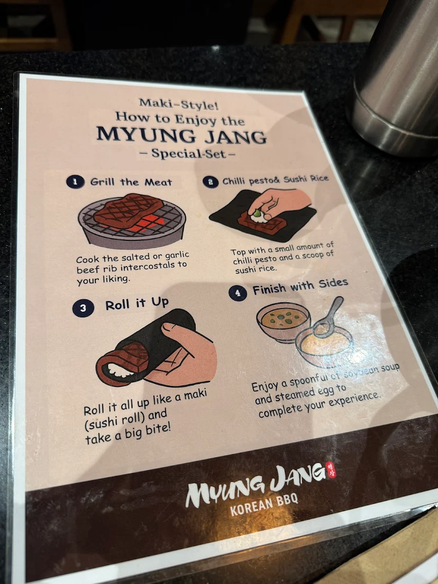 Menu, Myung jang and Obaltan restaurant