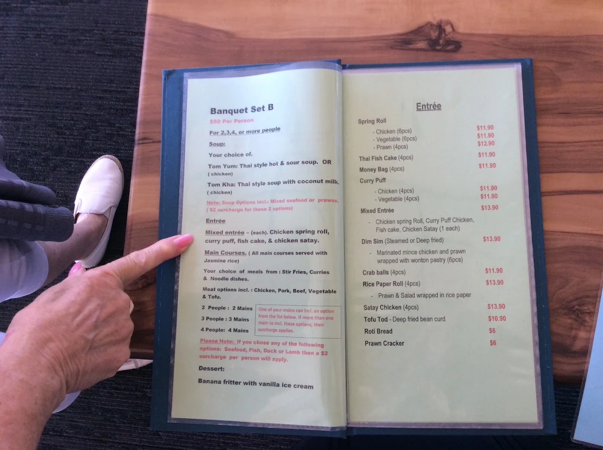 Menu, Tooky Thai Restaurant