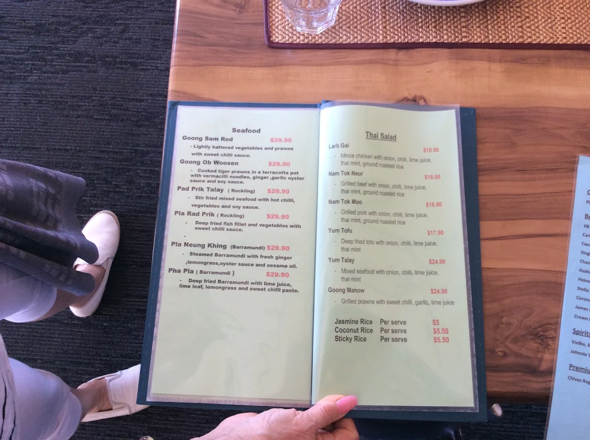 Menu, Tooky Thai Restaurant