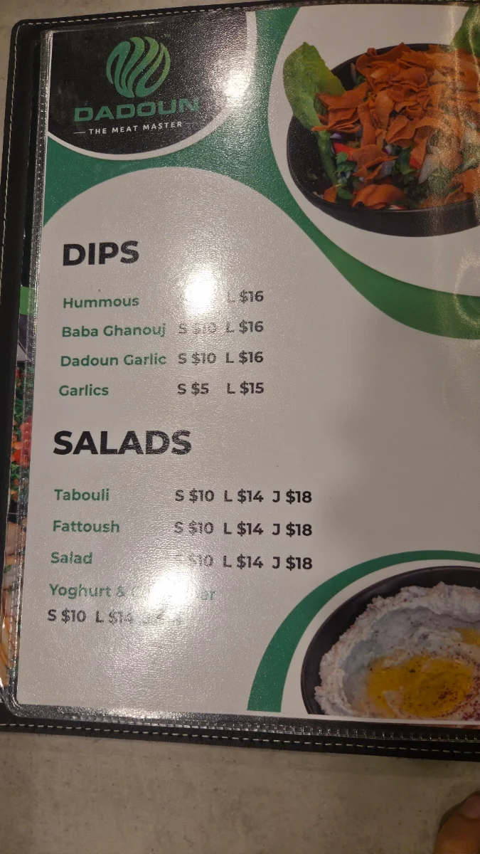 Menu, Dadoun Butchery and Restaurant