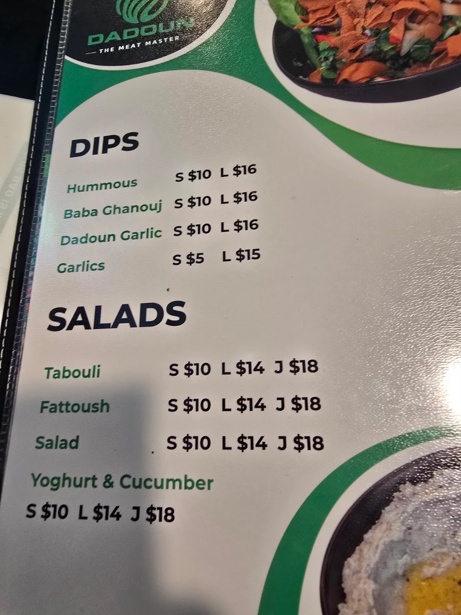 Menu, Dadoun Butchery and Restaurant