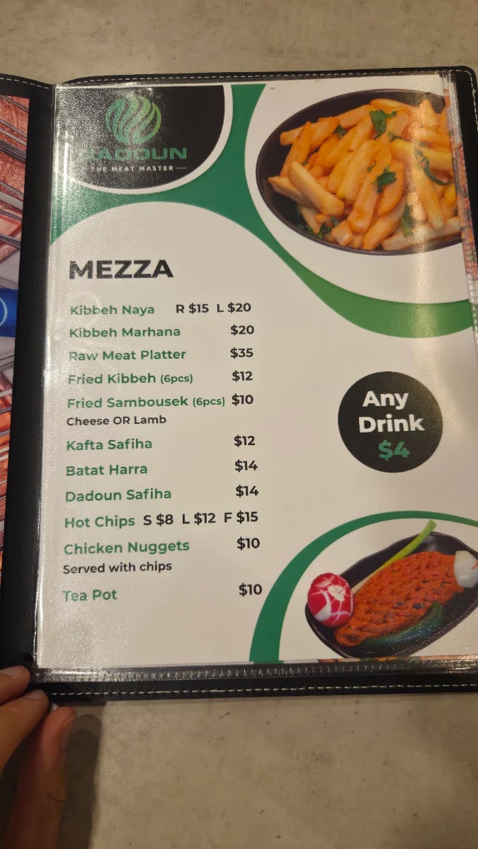 Menu, Dadoun Butchery and Restaurant