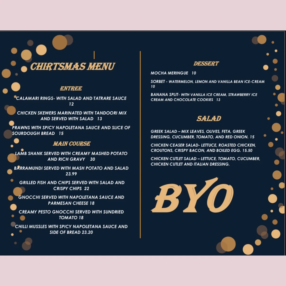 Menu, Il Sorriso cafe plus Restaurant