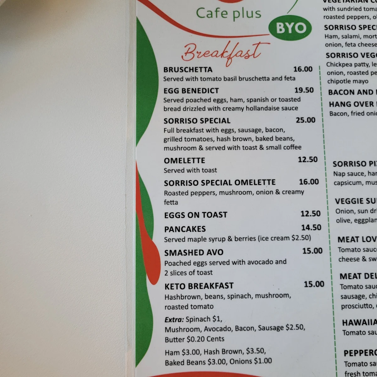 Menu, Il Sorriso cafe plus Restaurant