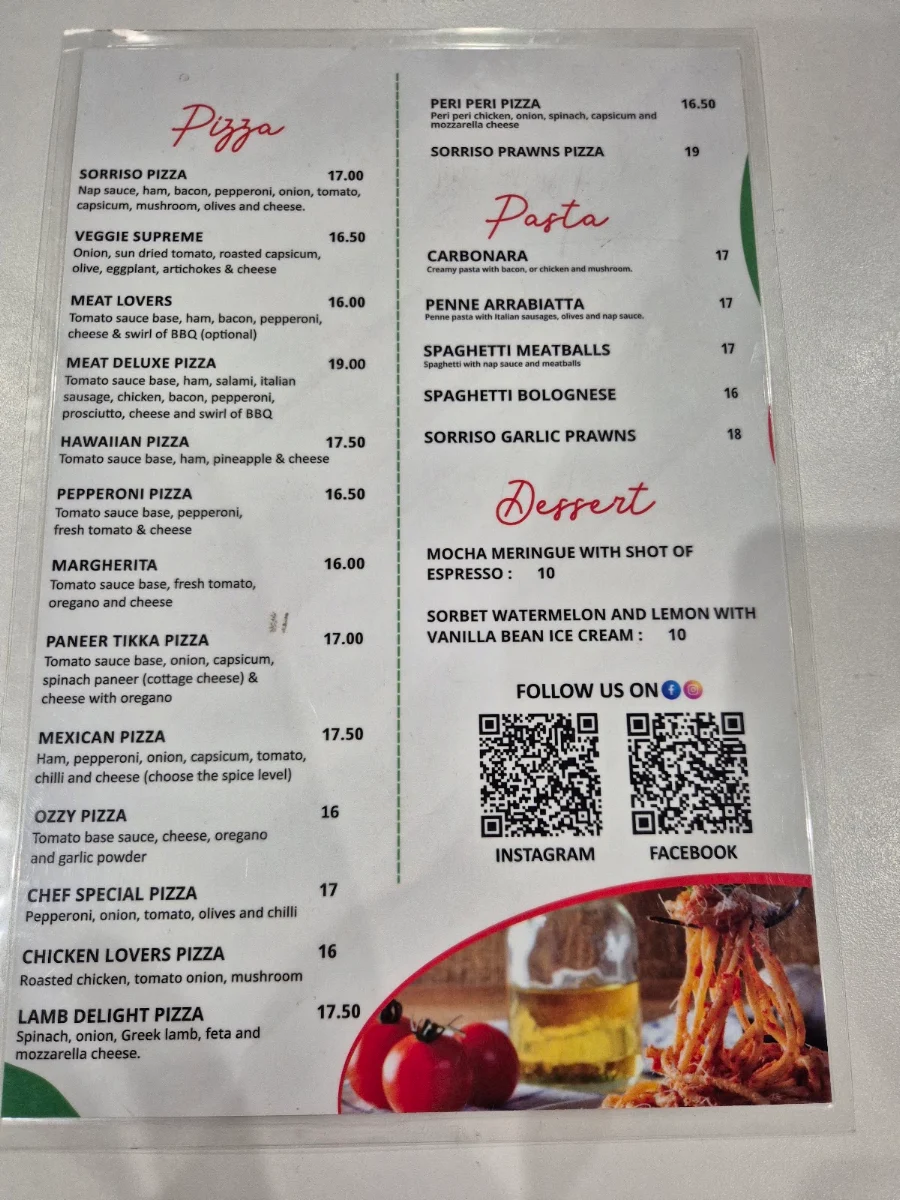 Menu, Il Sorriso cafe plus Restaurant