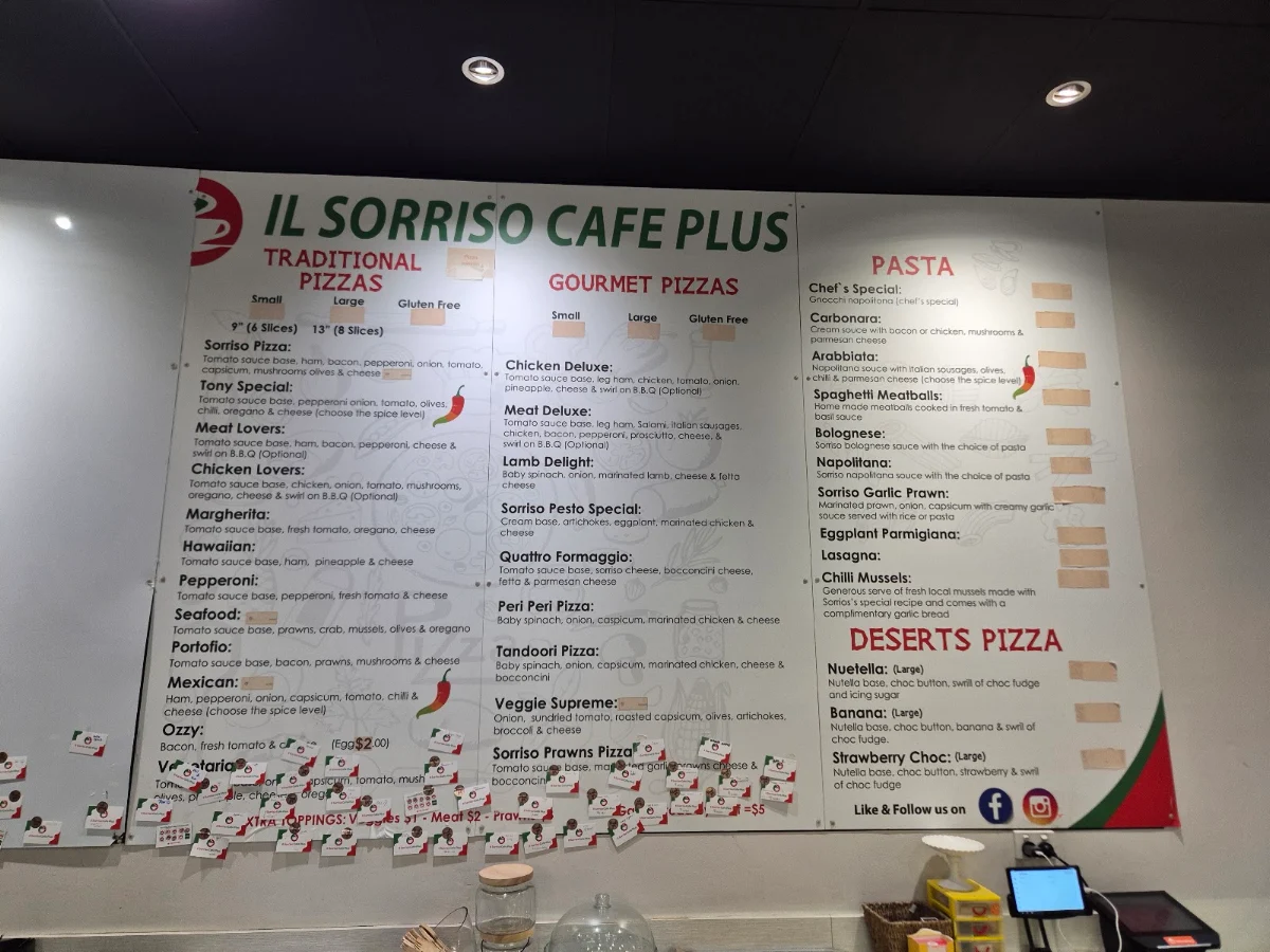 Menu, Il Sorriso cafe plus Restaurant