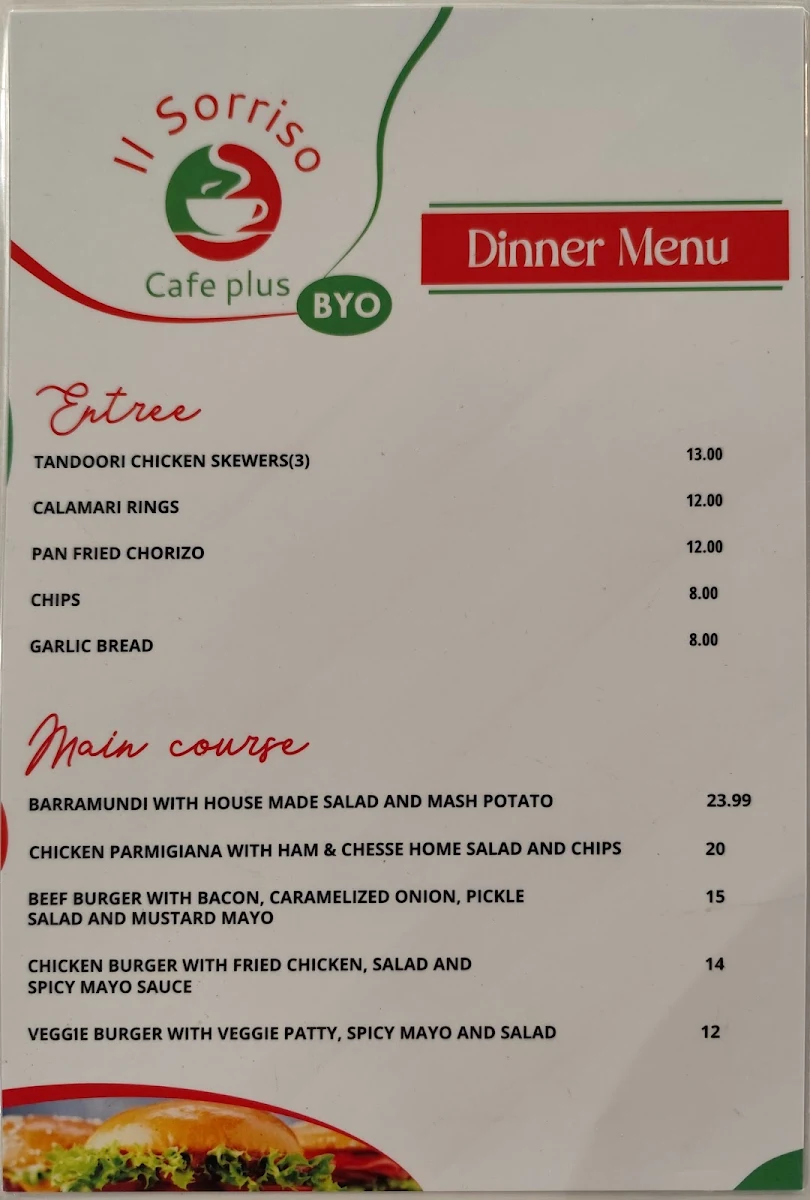 Menu, Il Sorriso cafe plus Restaurant