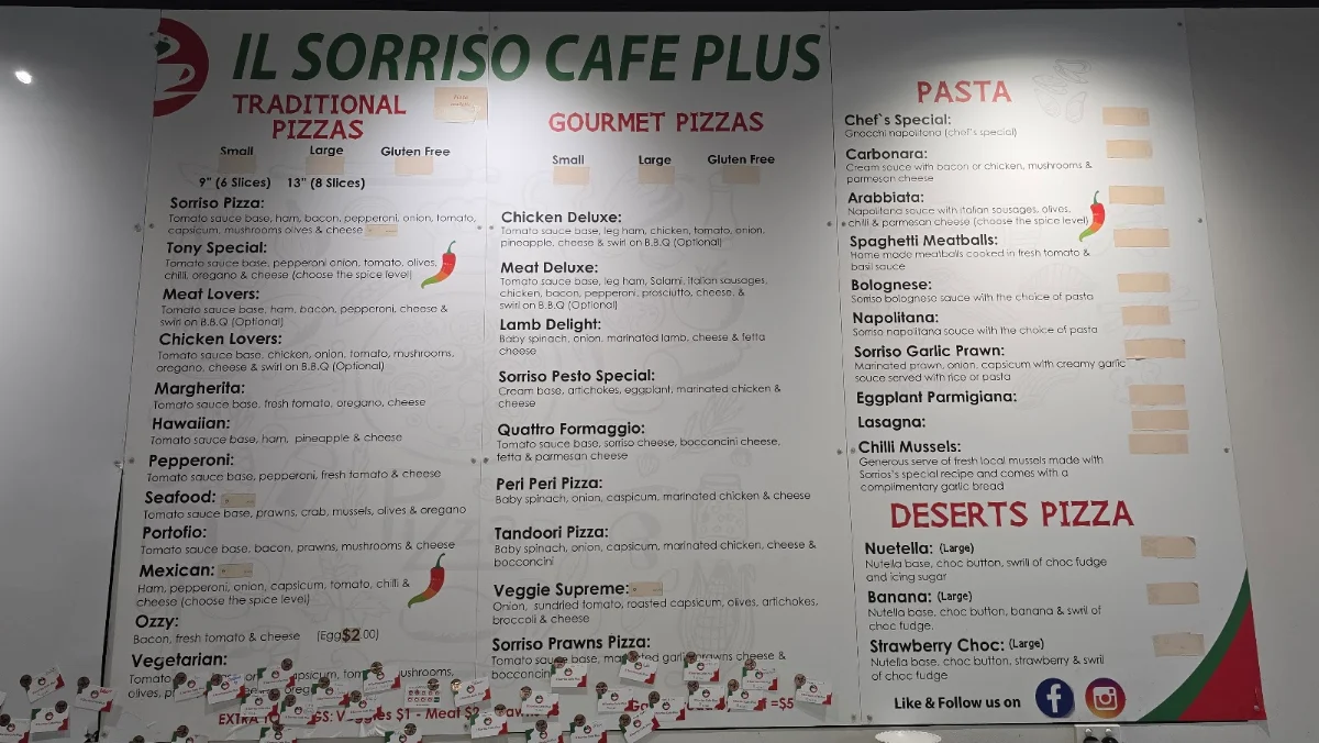 Menu, Il Sorriso cafe plus Restaurant