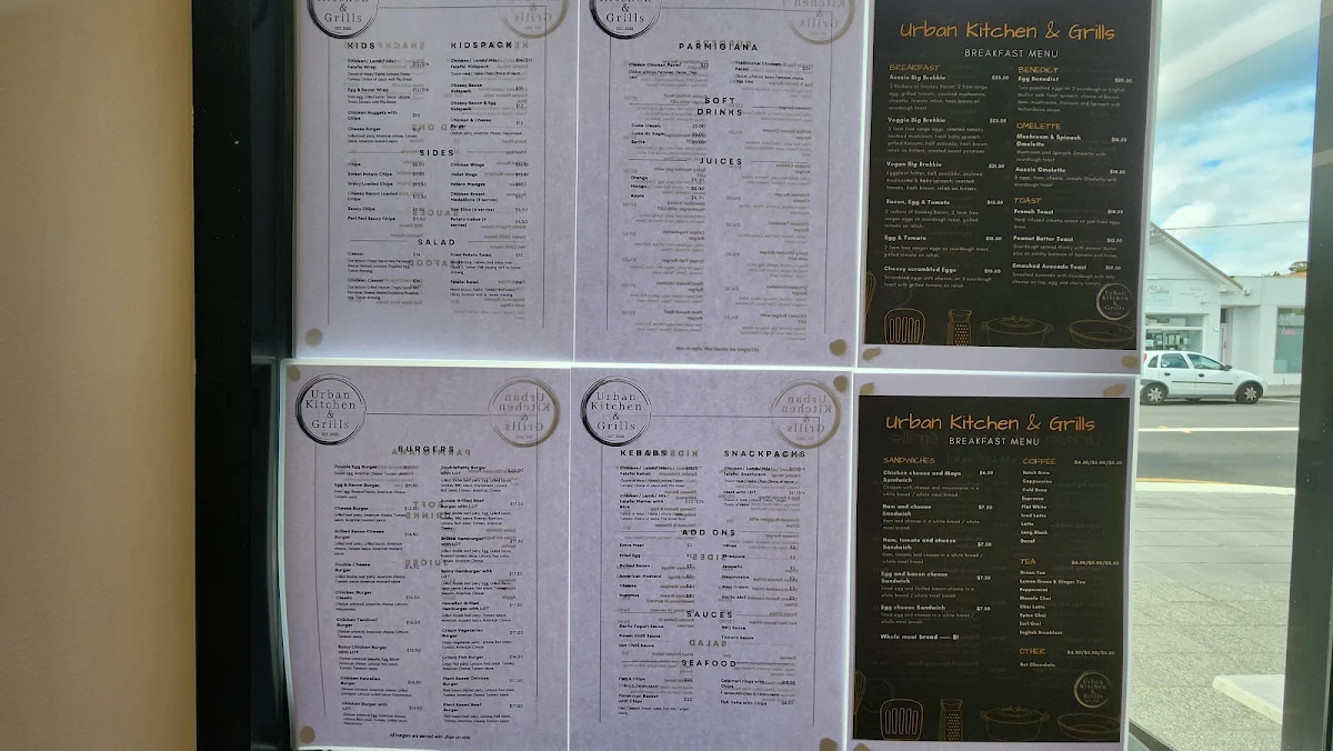 Menu, Urban Kitchen and Grills