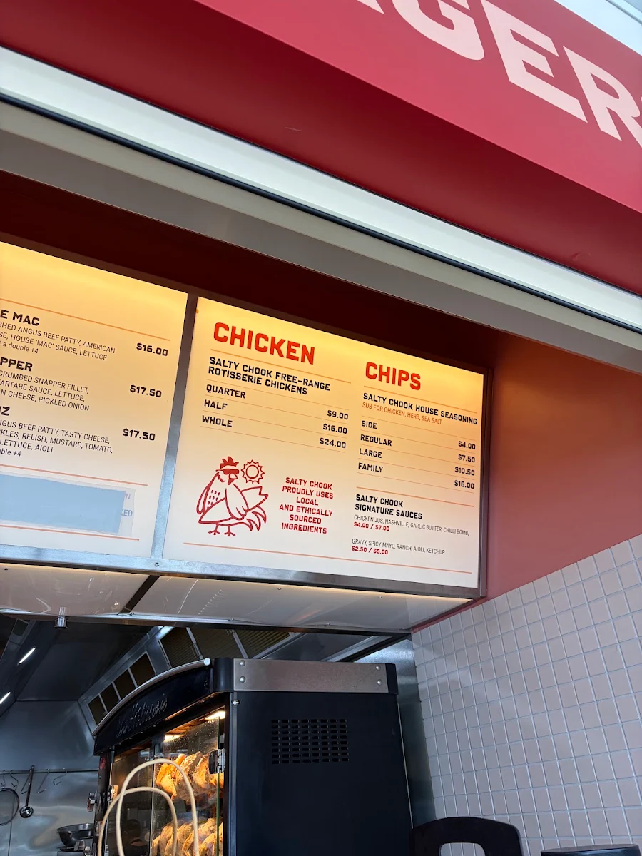 Menu, The Salty Chook