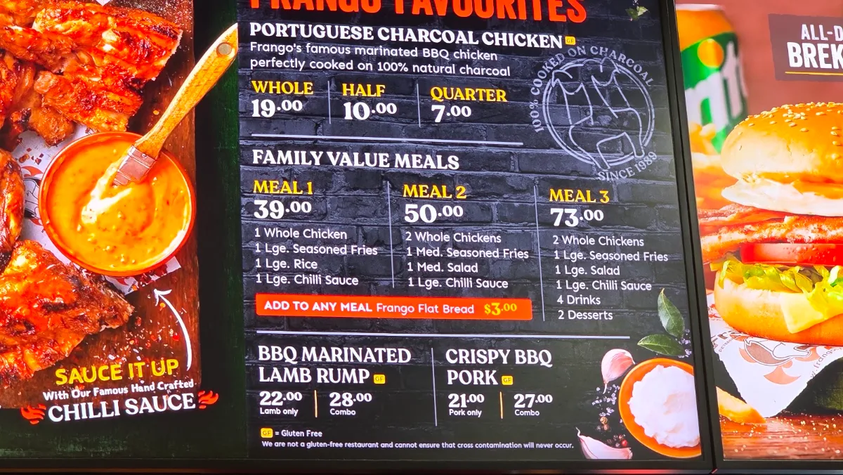 Menu, Frango Bella Vista