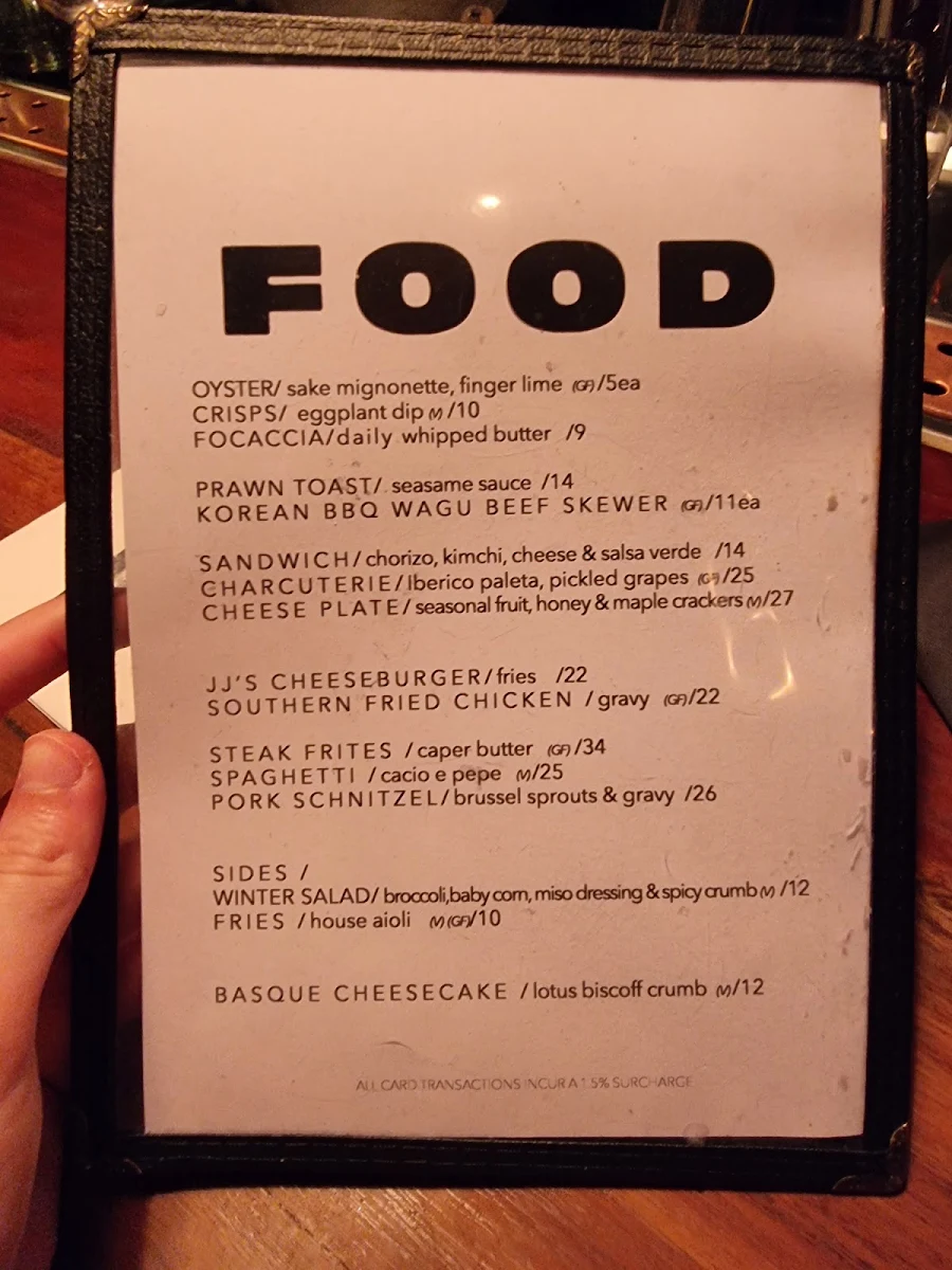 Menu, Jangling Jack’s