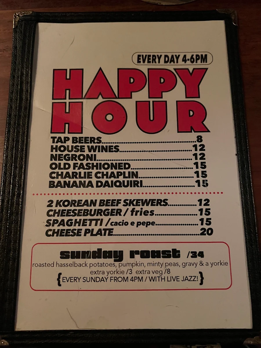 Menu, Jangling Jack’s