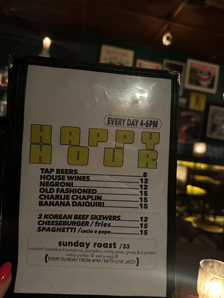 Menu, Jangling Jack’s