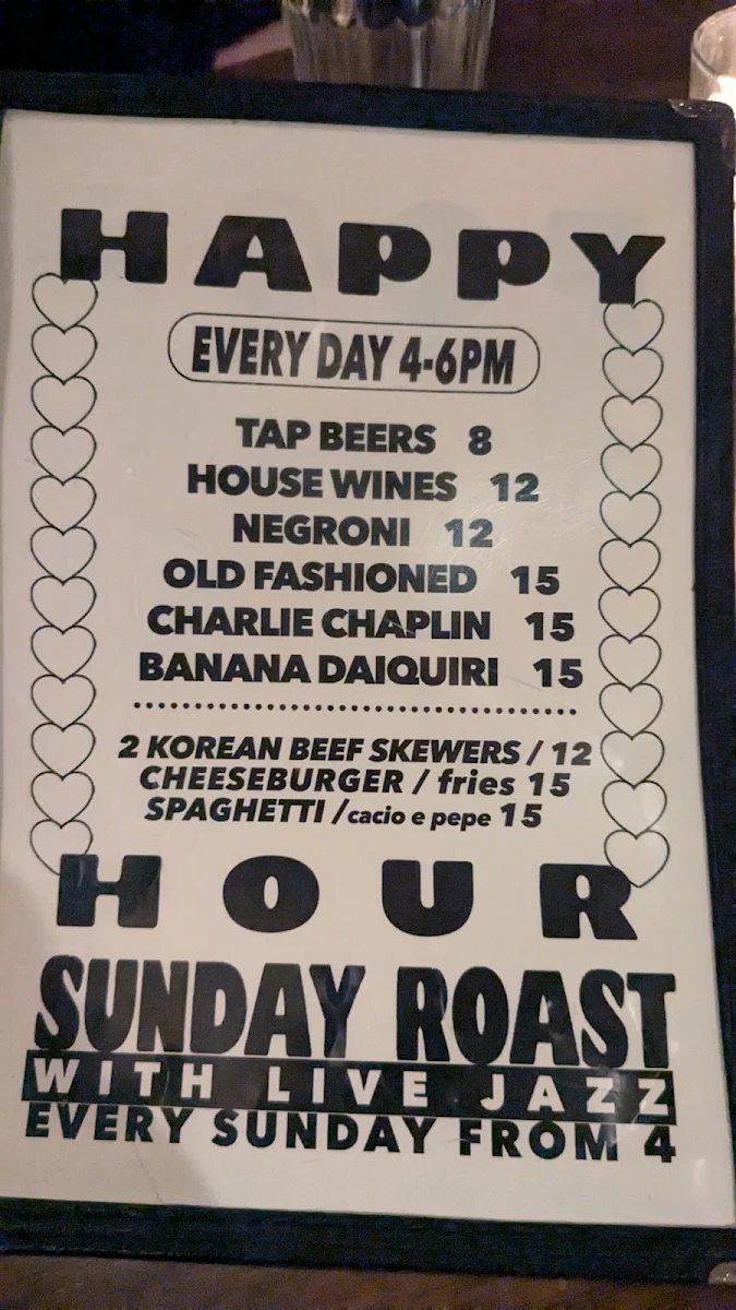 Menu, Jangling Jack’s