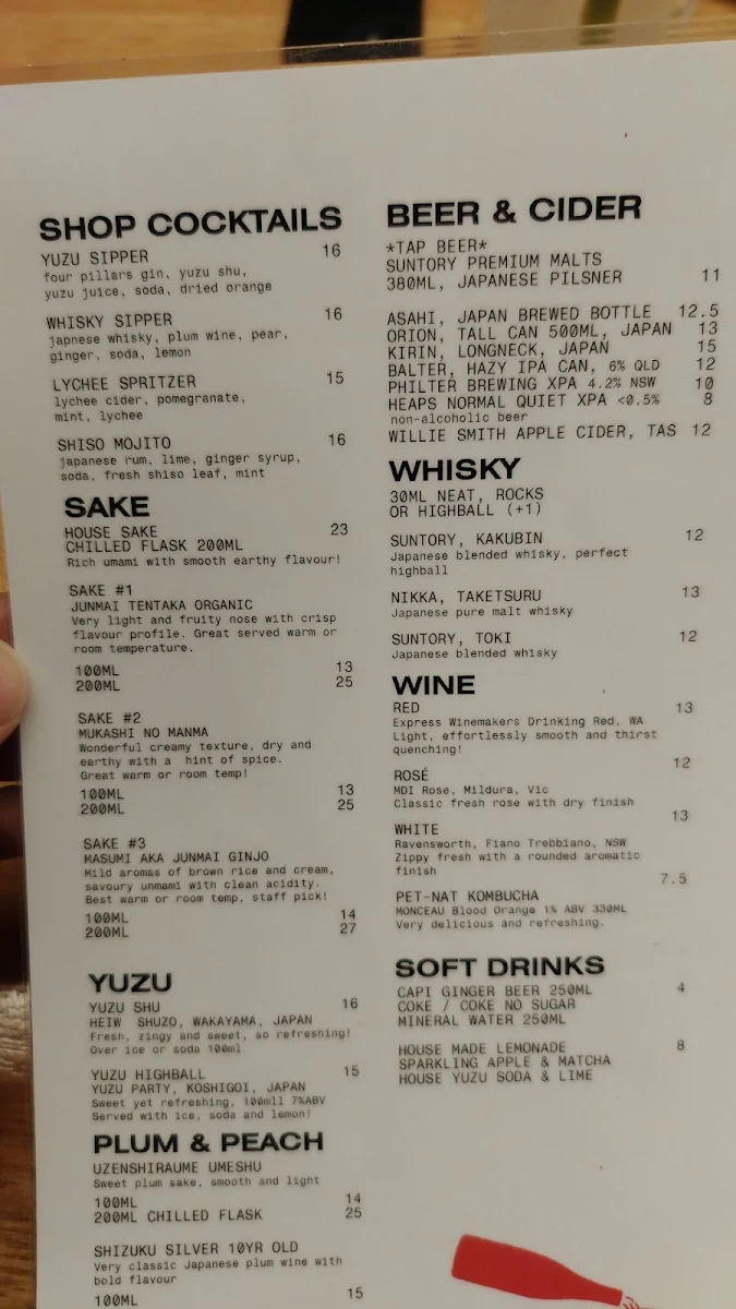 Menu, Shop Ramen Preston