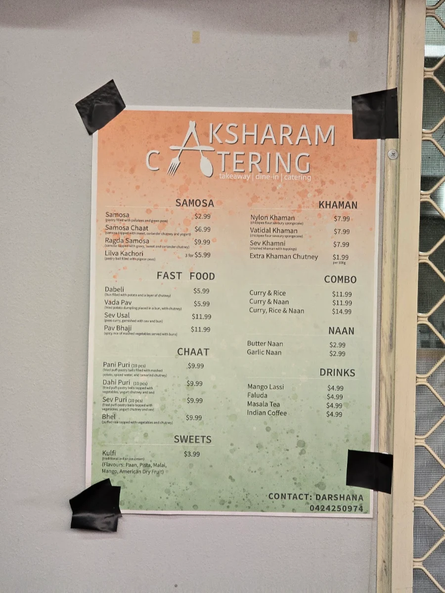 Menu, Aksharam Catering