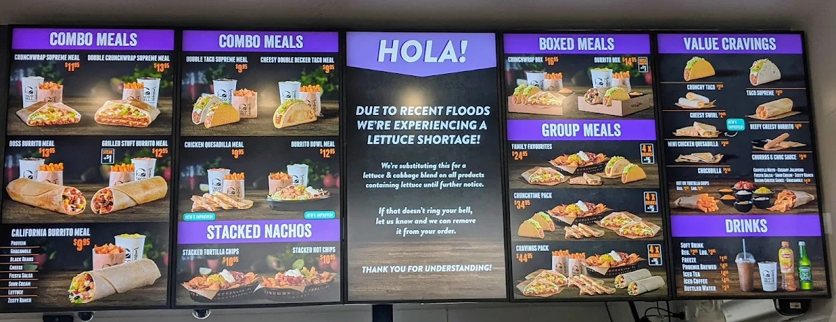 Menu, Taco Bell Altona North