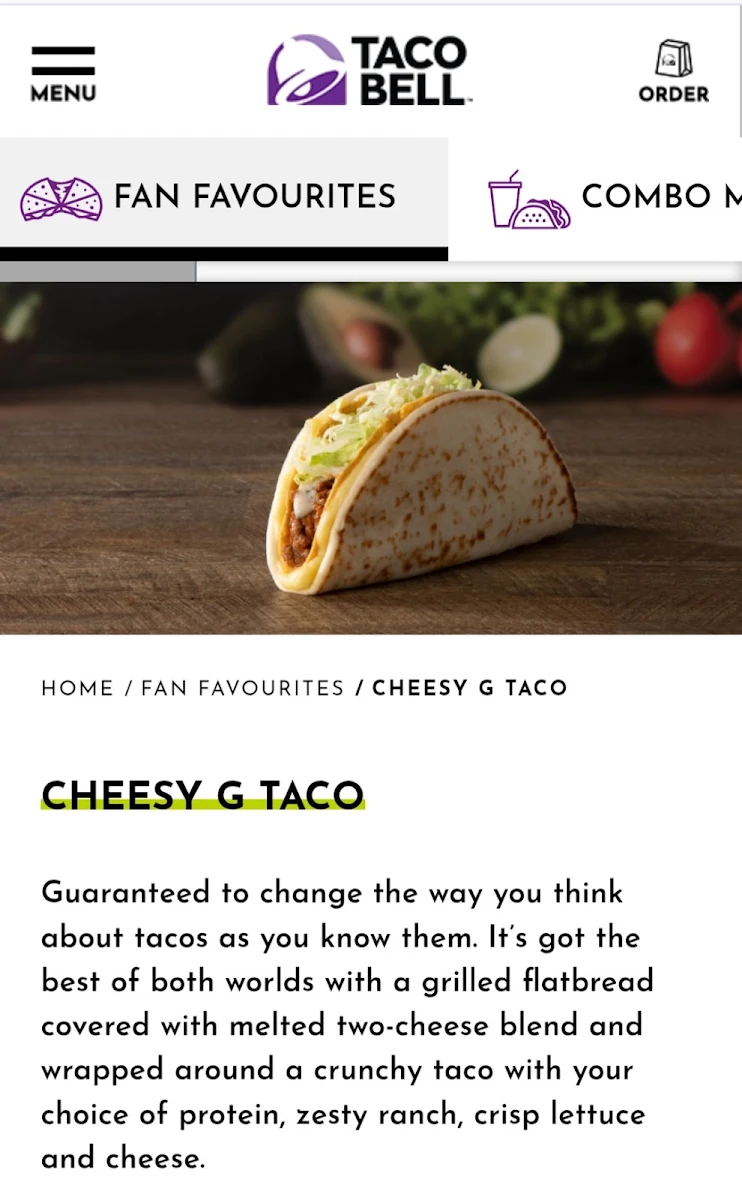 Menu, Taco Bell Altona North