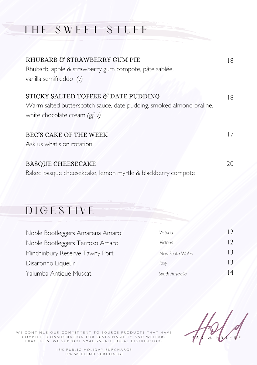 Menu, Hold Bar & Eatery