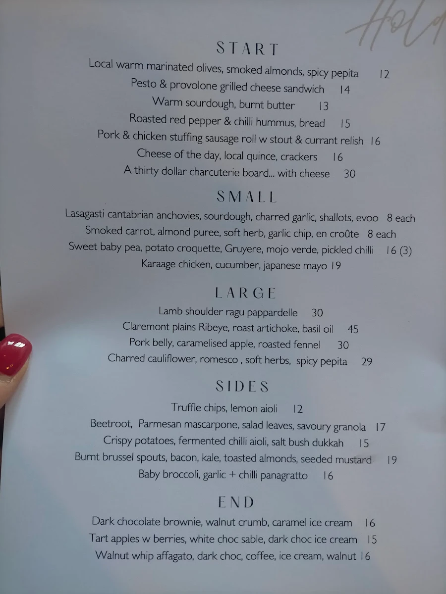 Menu, Hold Bar & Eatery