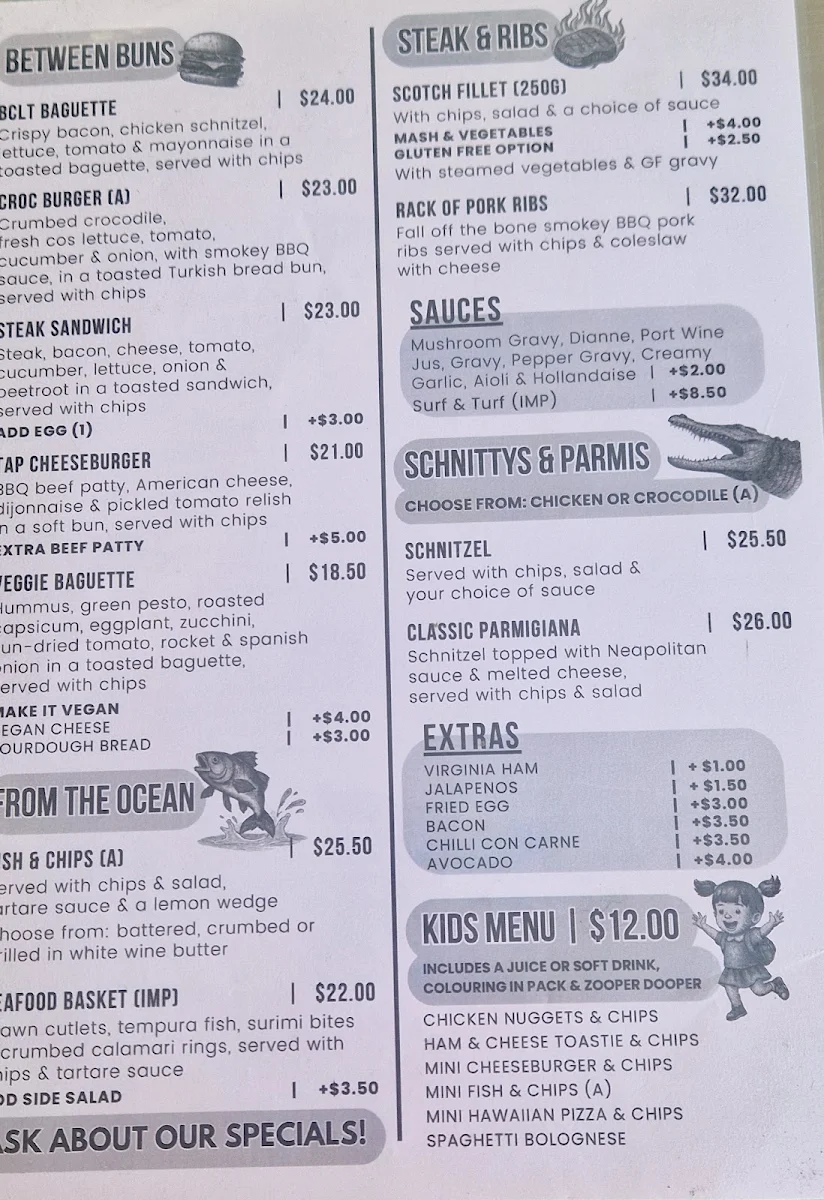 Menu, The Tap