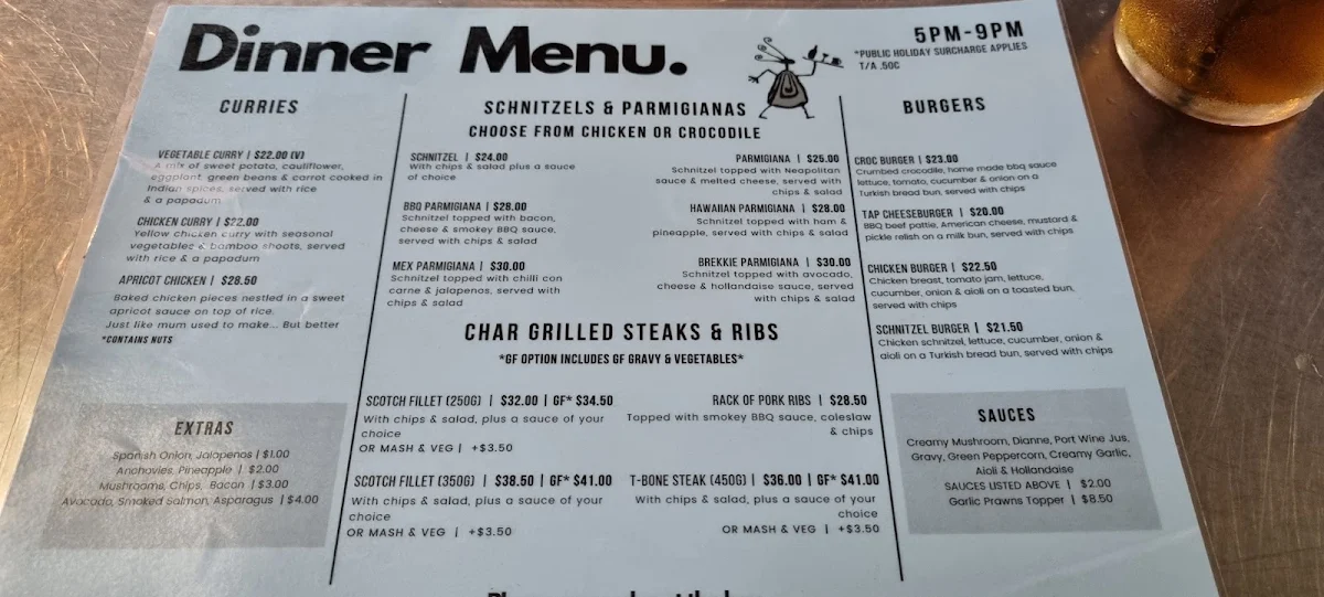 Menu, The Tap