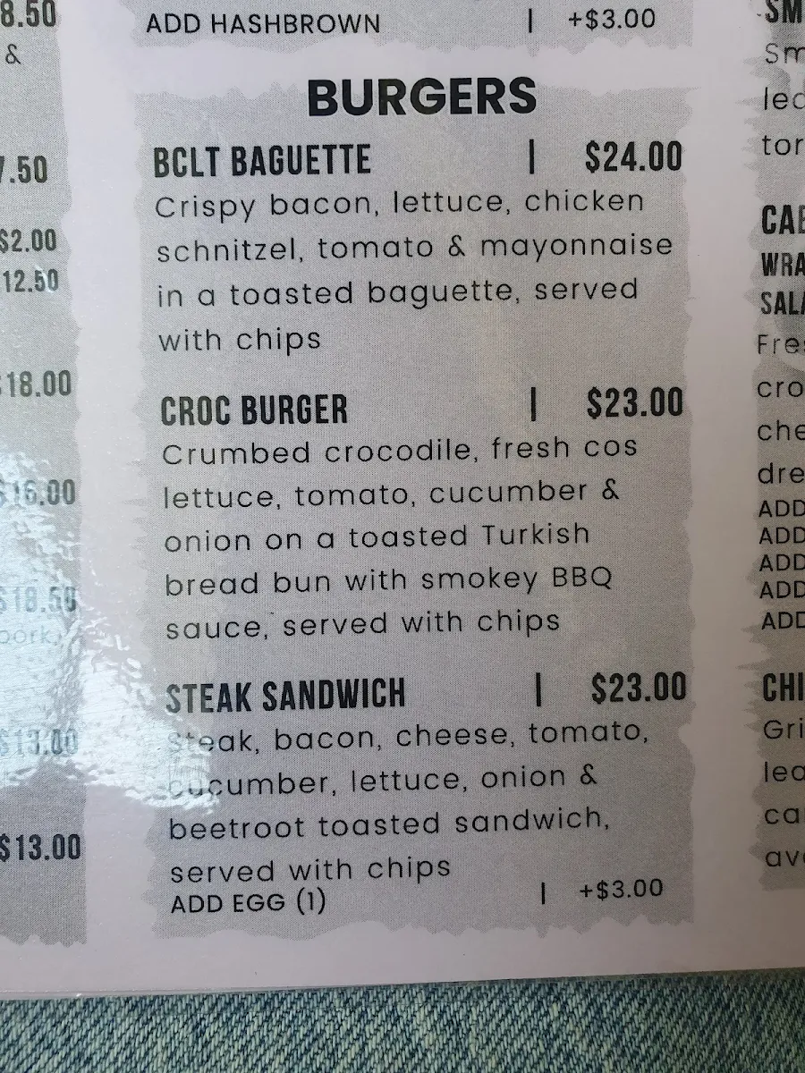 Menu, The Tap