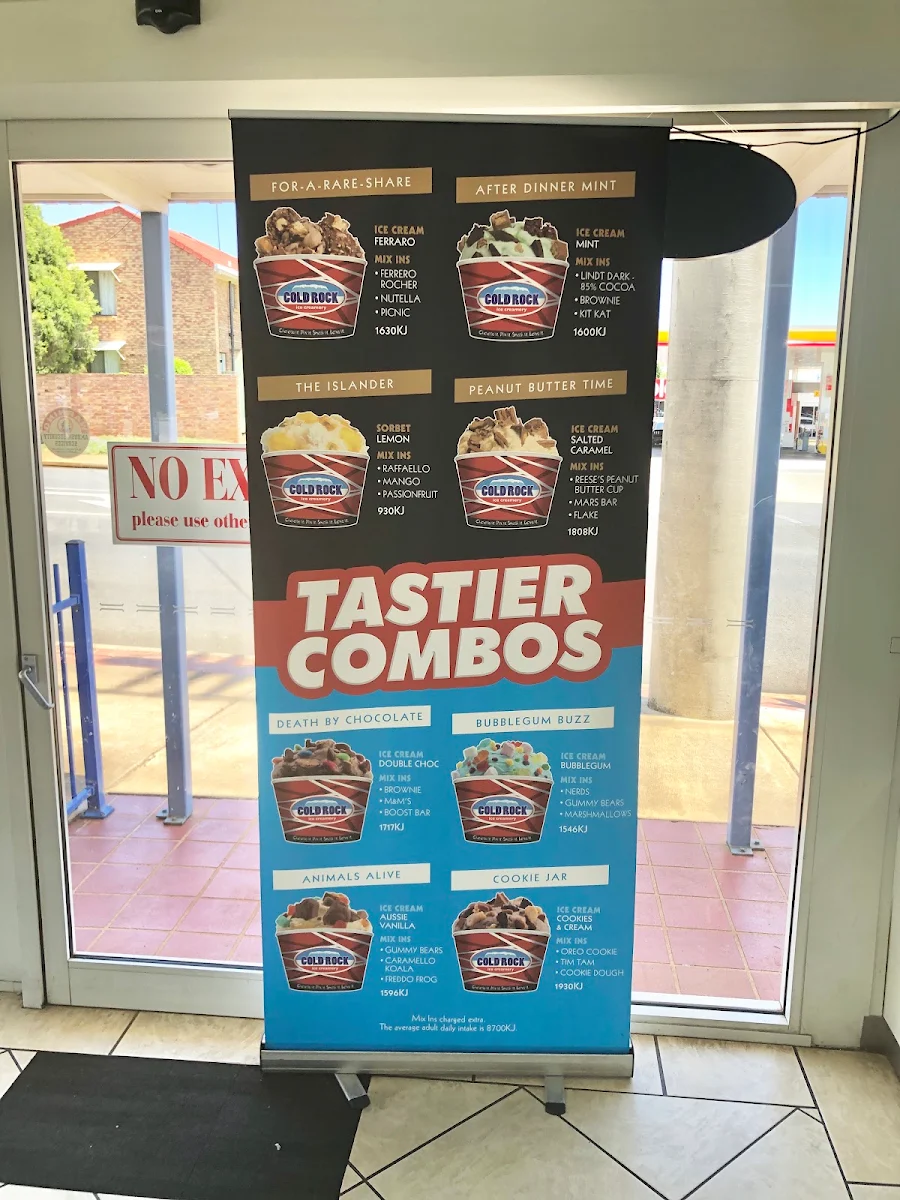 Menu, Cold Rock Ice Creamery Toowoomba South