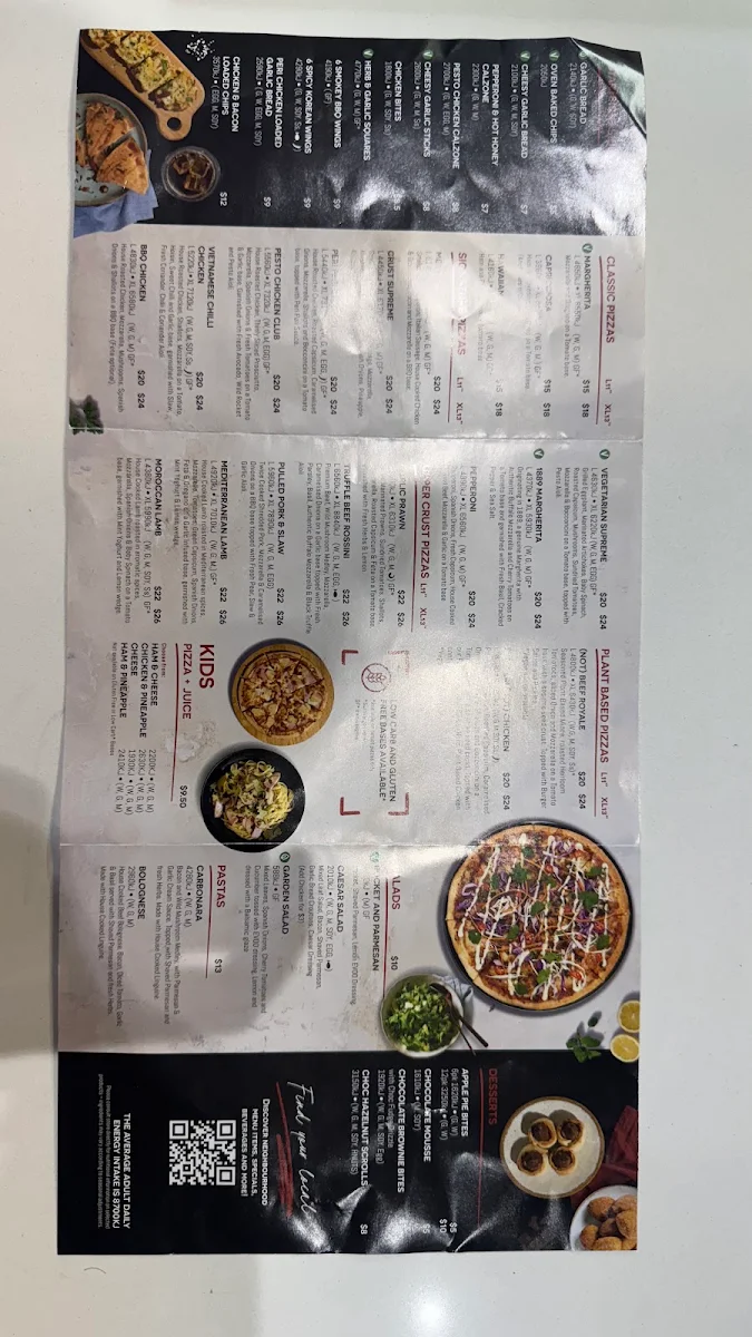 Menu, Crust Pizza Mount Gravatt
