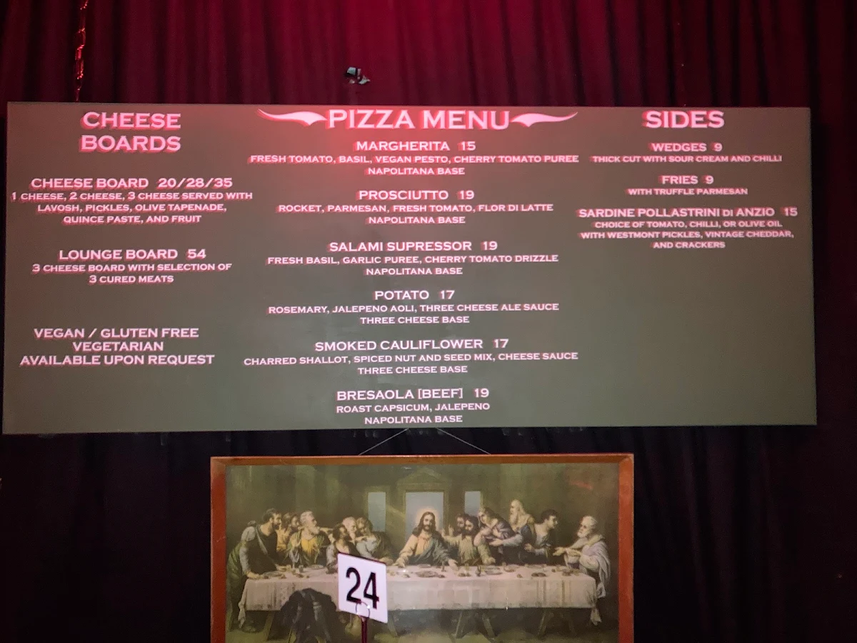 Menu, Lazybones Lounge Restaurant & Bar