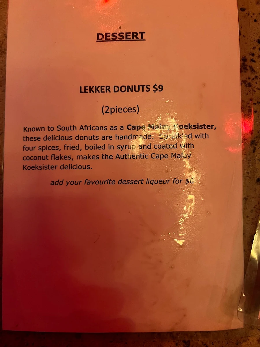 Menu, Lazybones Lounge Restaurant & Bar