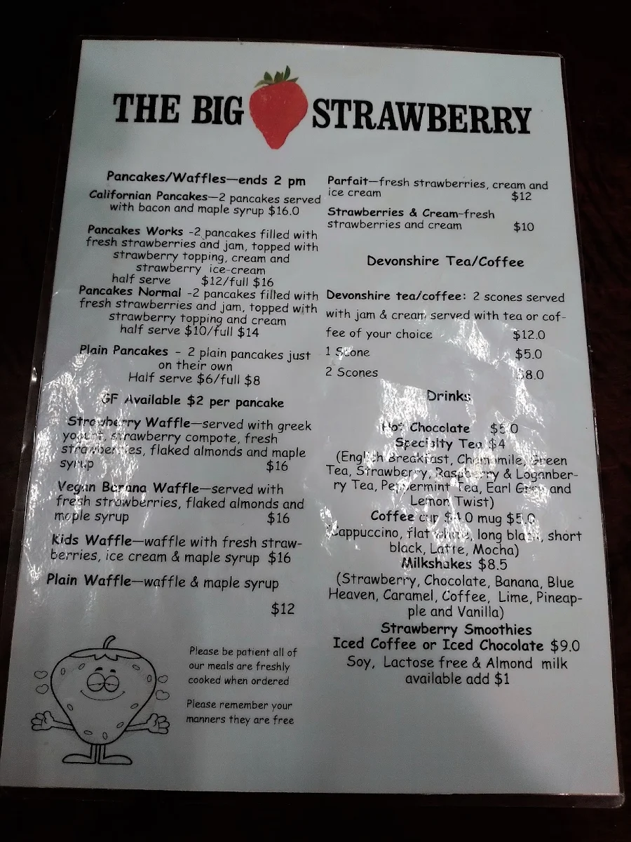 Menu, The Big Strawberry