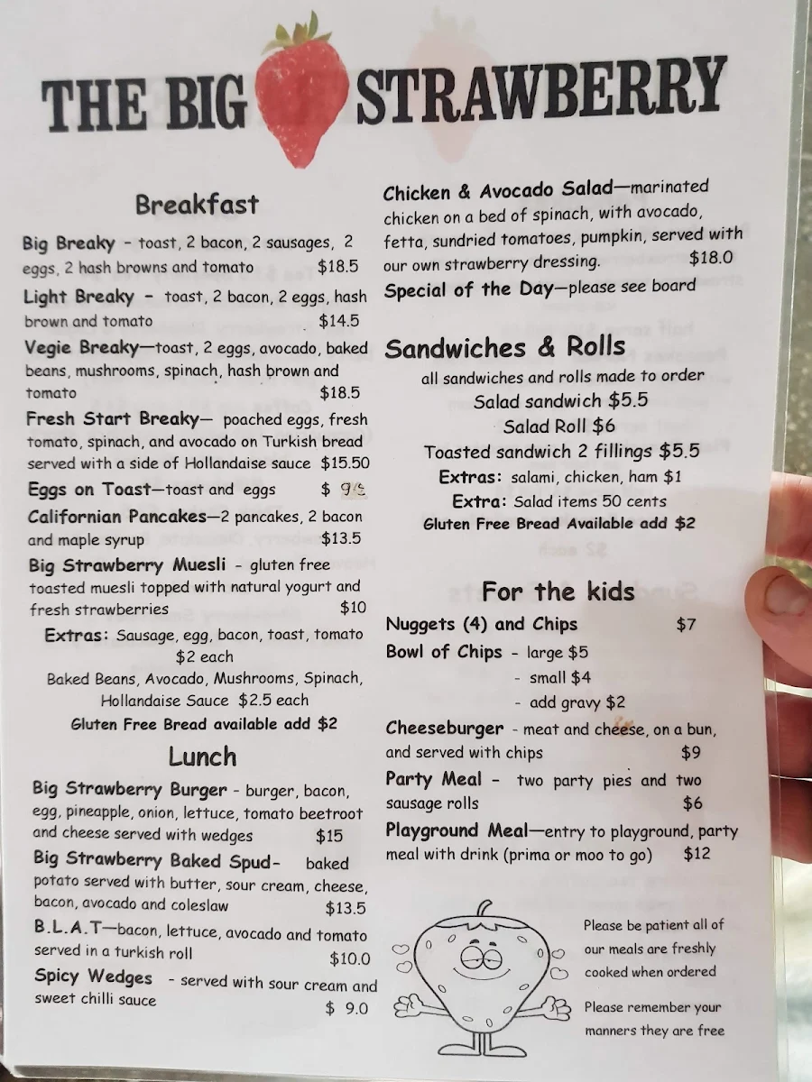 Menu, The Big Strawberry