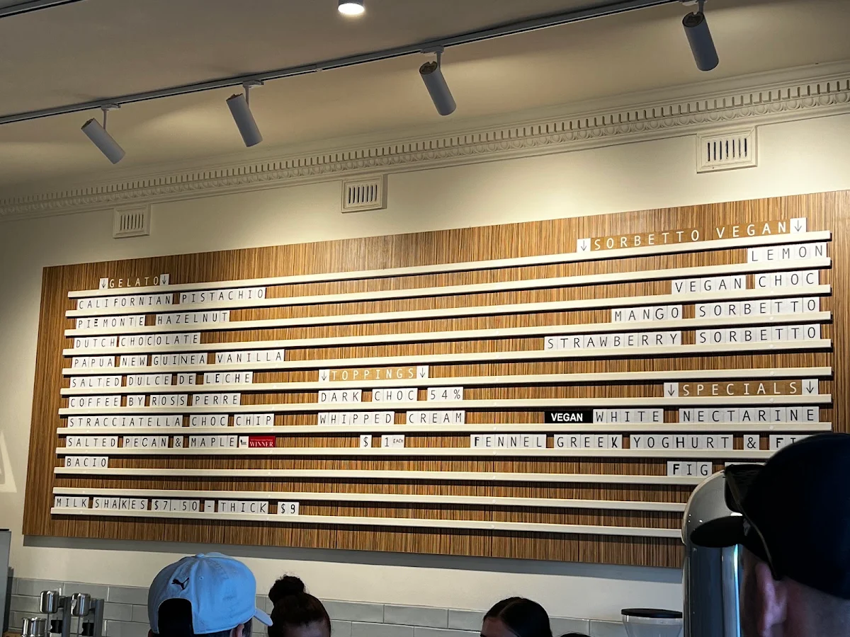 Menu, Bottega Gelateria