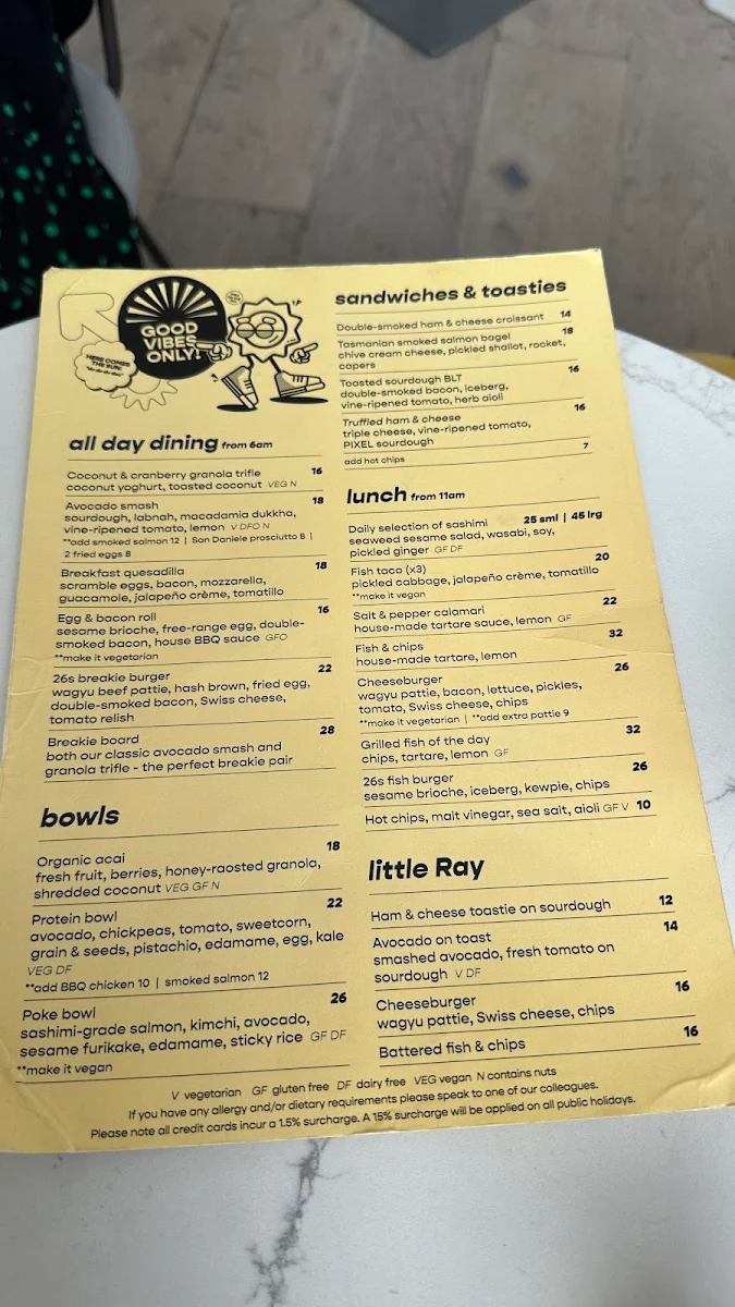 Menu, 26 & Sunny