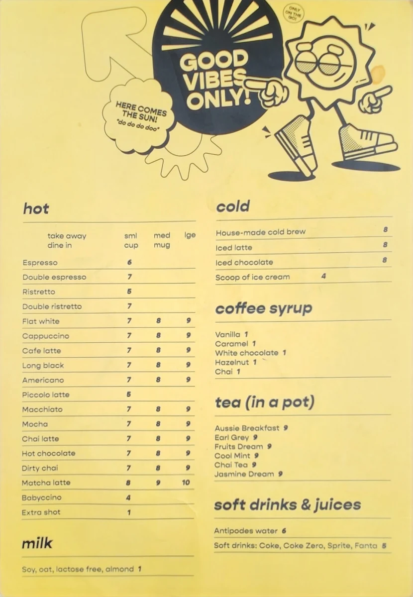 Menu, 26 & Sunny