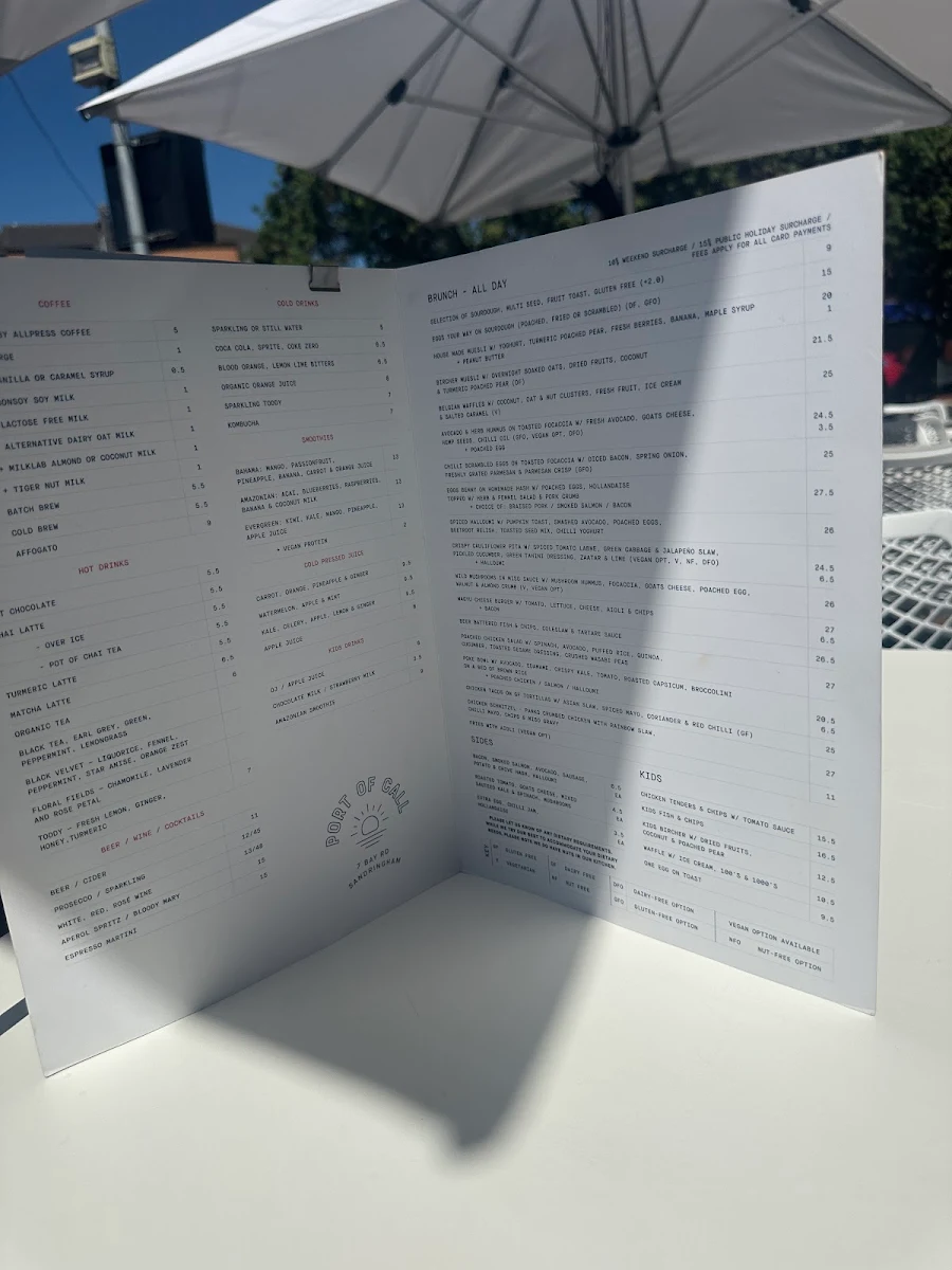 Menu, Port of Call