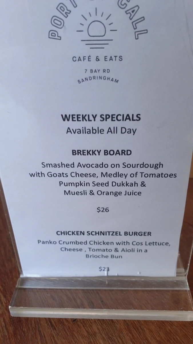 Menu, Port of Call