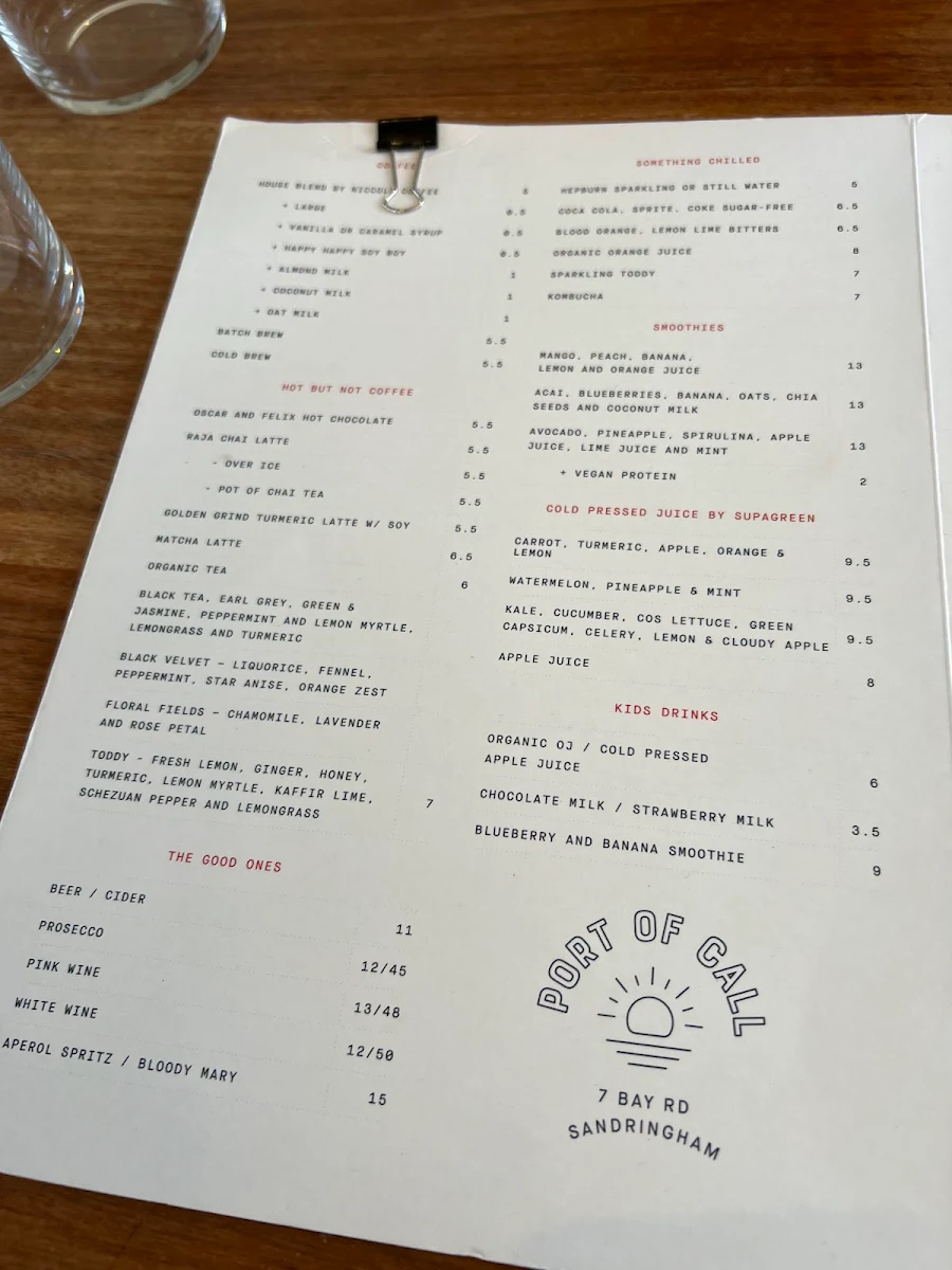 Menu, Port of Call