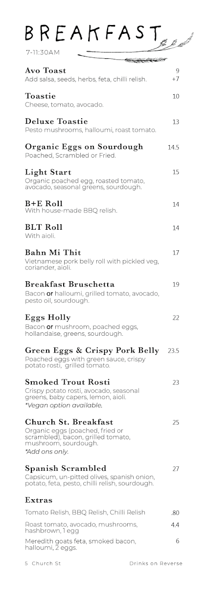 Menu, 5 Church Street
