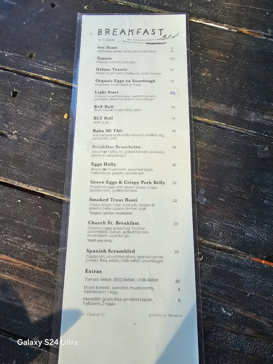 Menu, 5 Church Street