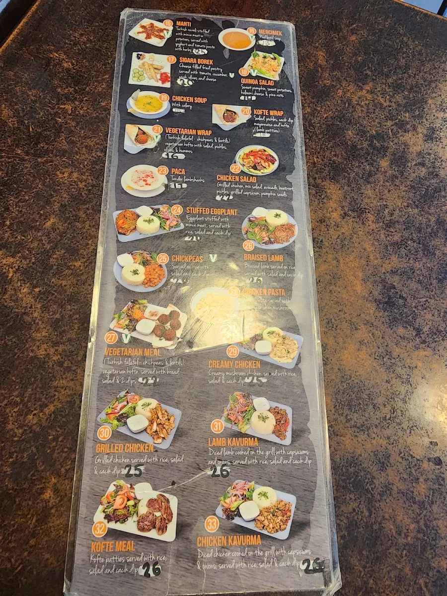 Menu, Chorba Cafe
