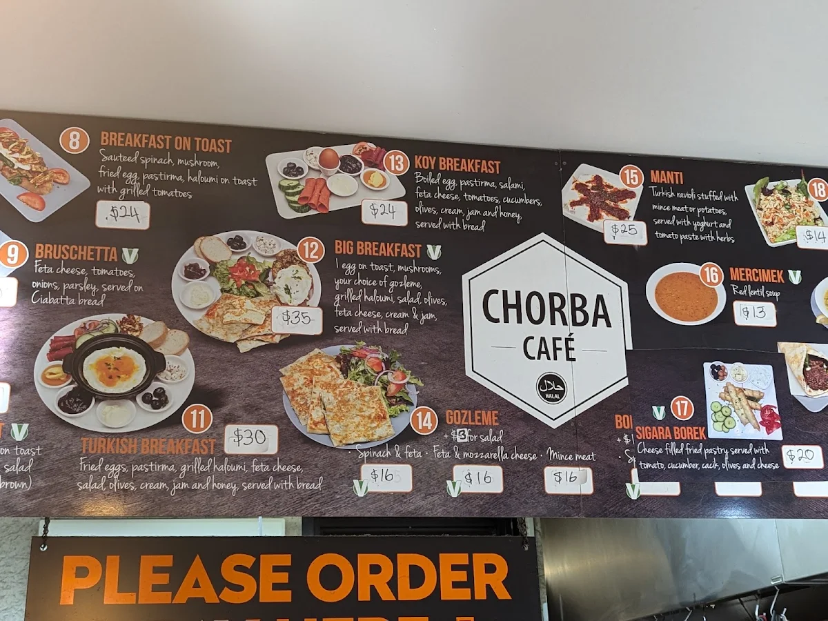Menu, Chorba Cafe