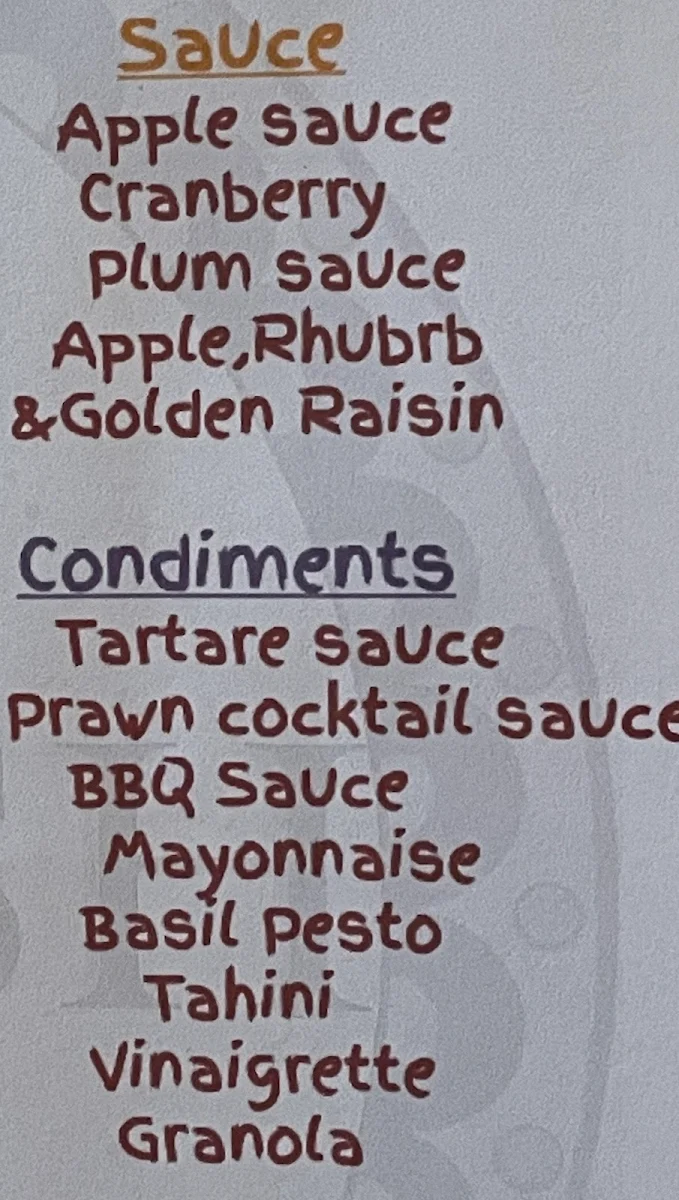 Menu, Cafe Pixxina